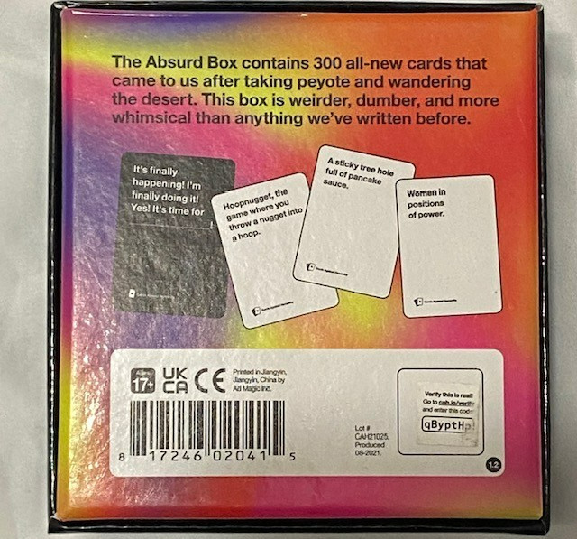 Absurd Box Cards Against Humanity Adult Card Game Expansion Need Main CAH Game