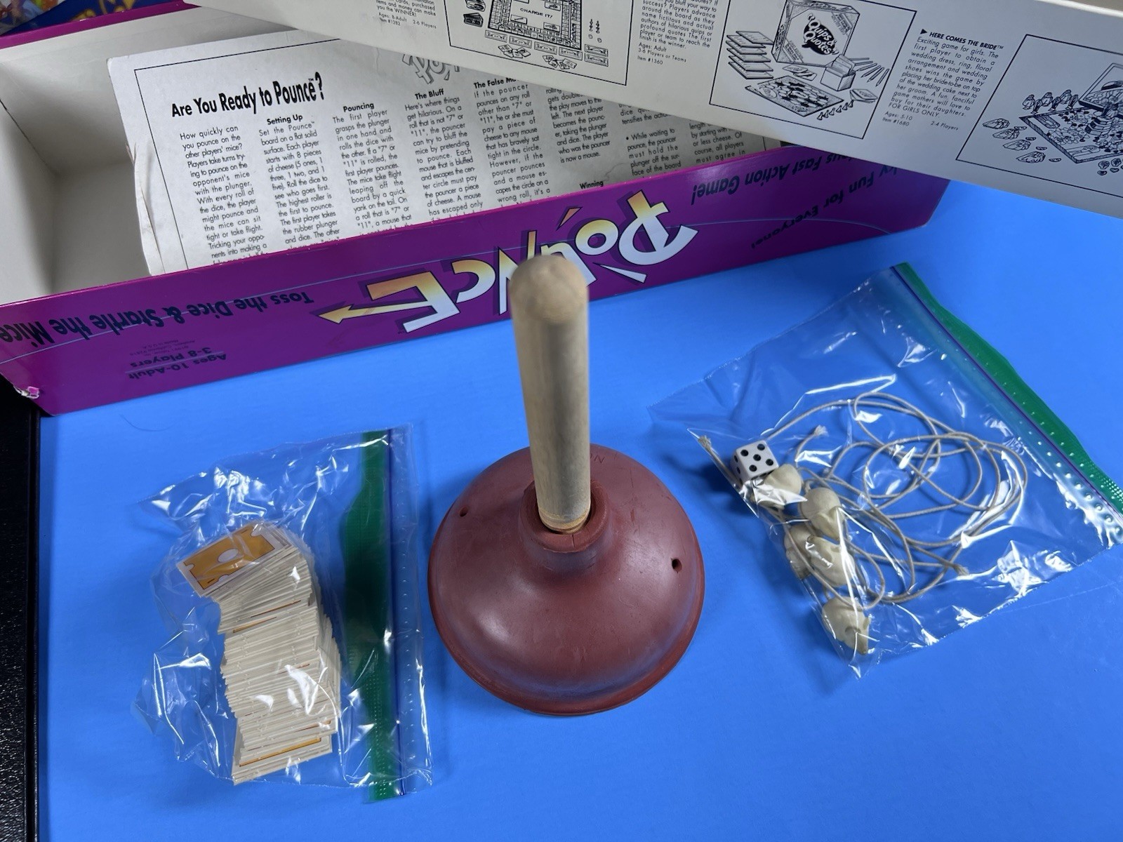 Vintage Pounce Board Game 1991 Talicor Plunger Mice Very Clean Incomplete Set
