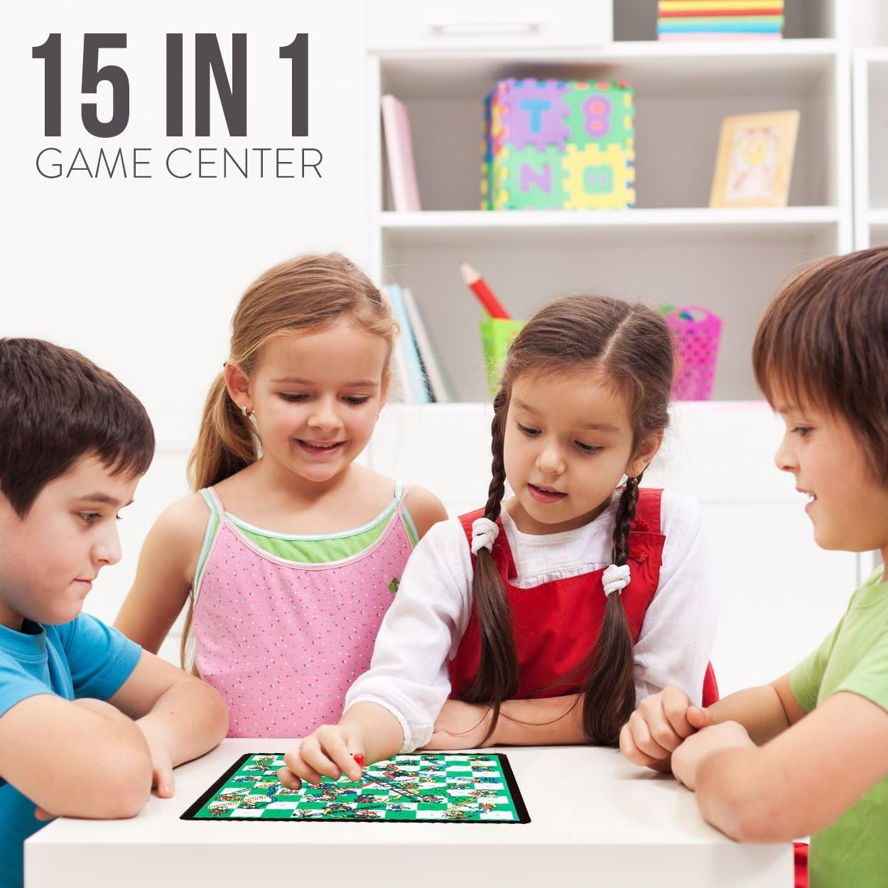 Deluxe 15-in-1 Wooden Board Game Set with Storage Drawer for Family Fun