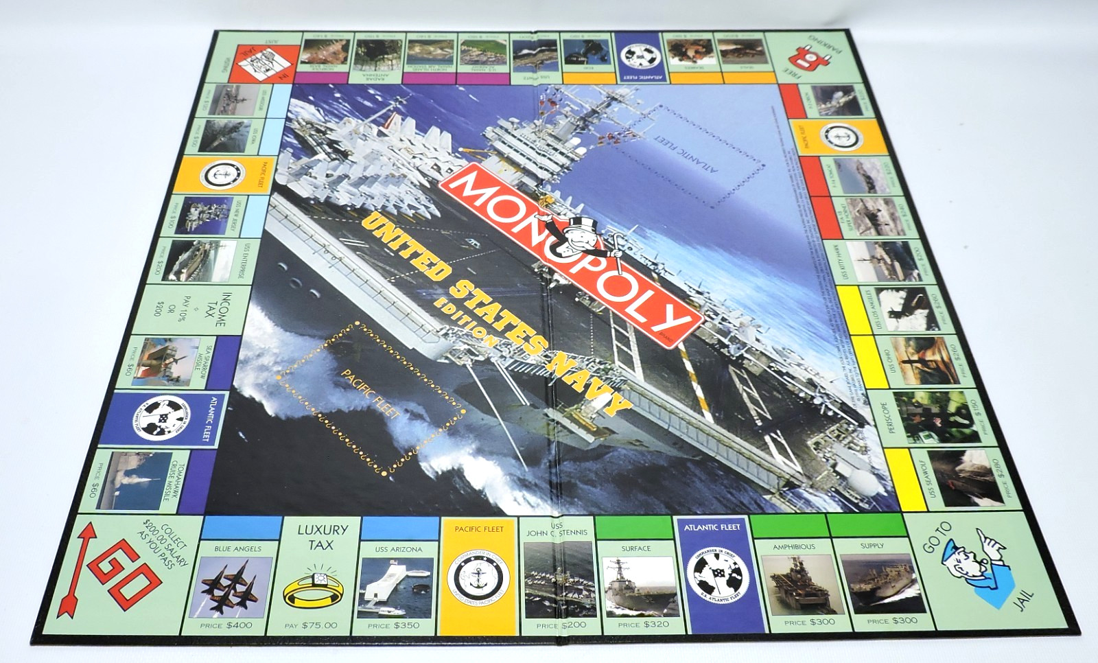 Monopoly United States U.S. Navy Edition Board Game NEAR COMPLETE -3 House/Hotel