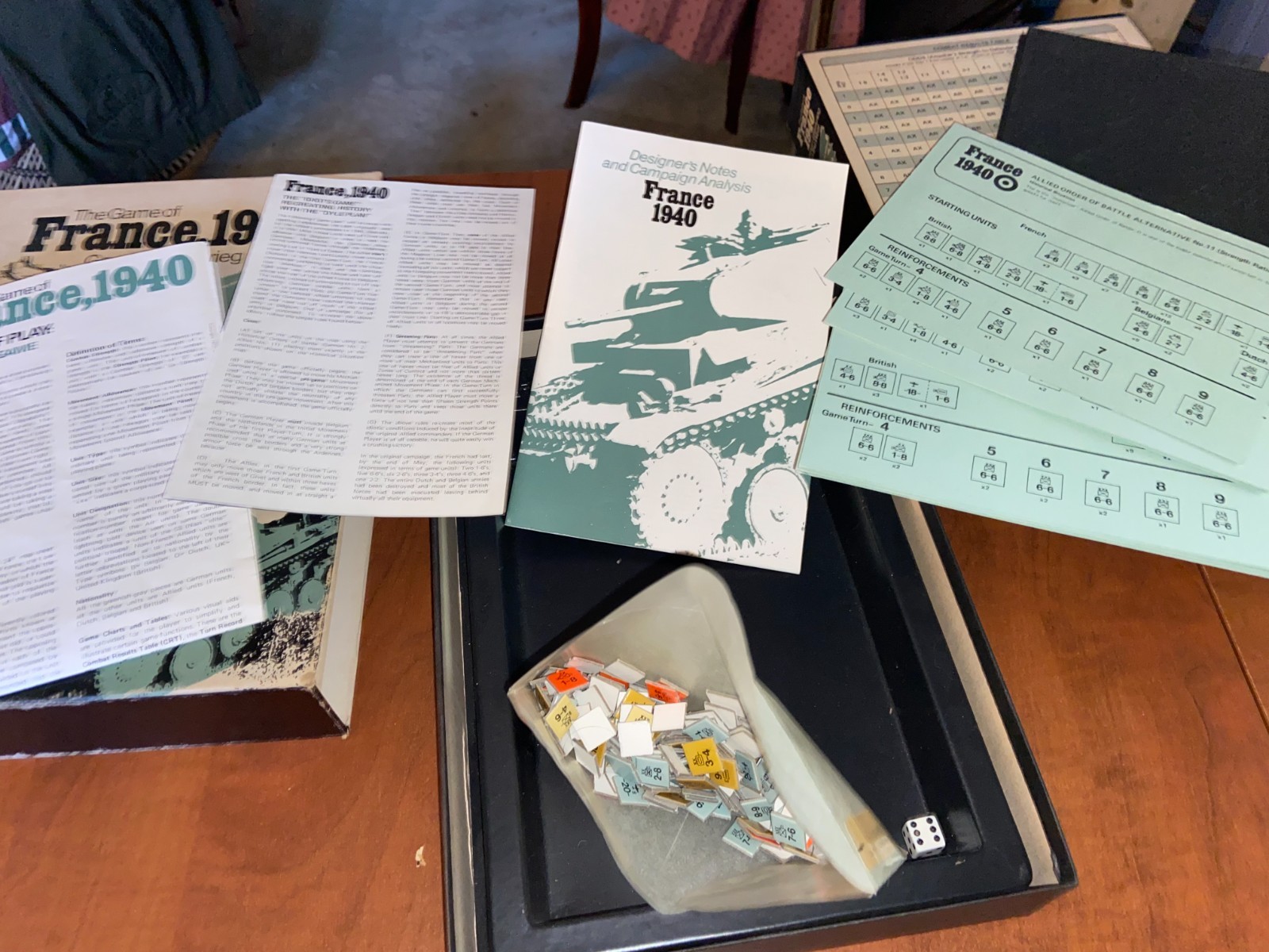 Vintage Avalon Hill The Game Of France 1940 Bookcase Board Game 1972