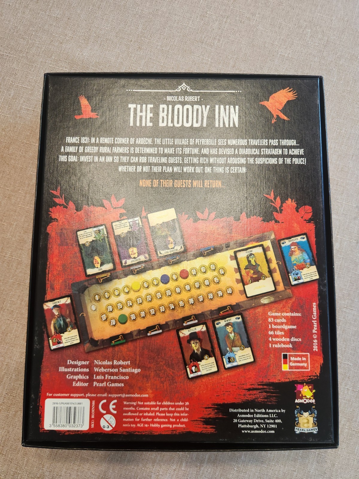 The Bloody Inn The Board Game 2015 Nicolas Robert Pearl Games Free Shipping