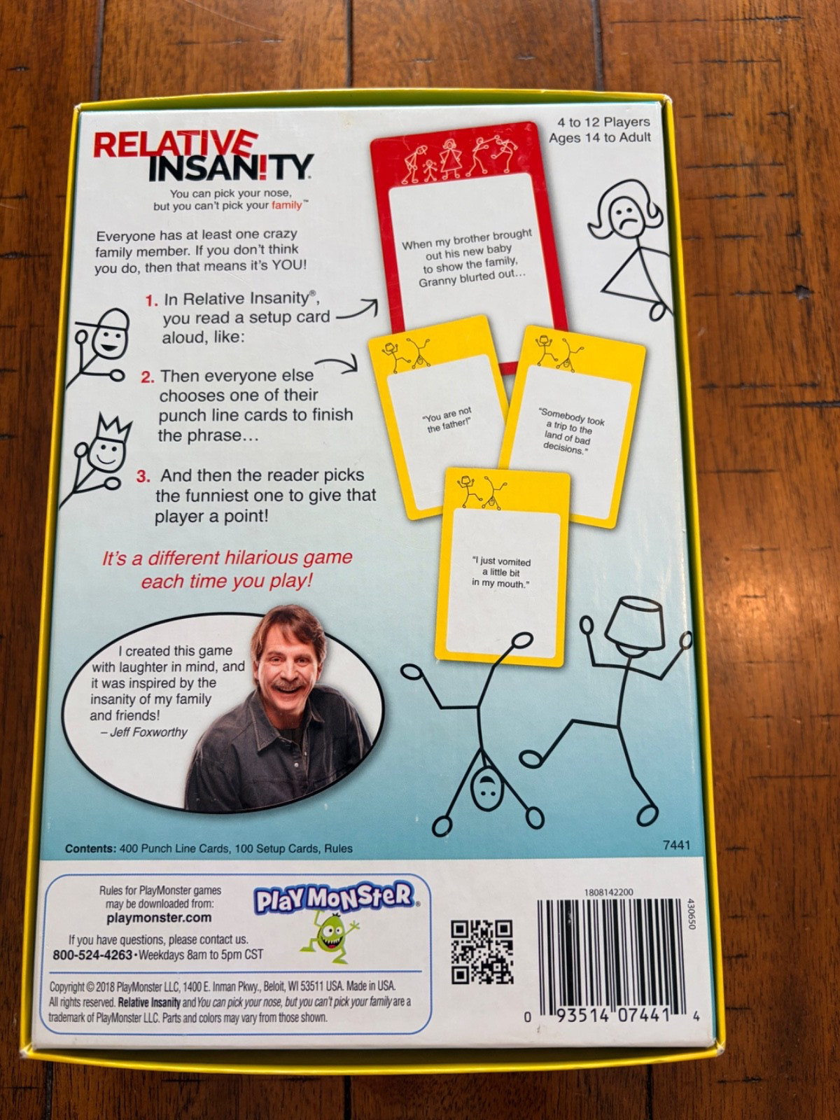 USED ONCE, 2018 Relative Insanity, Family Party Game, Jeff Foxworthy Card Game