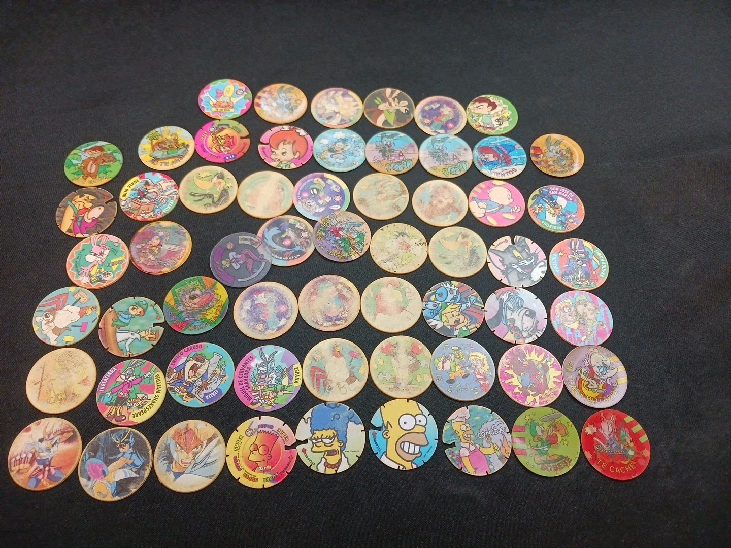 60 Vintage Tazos Sabritas Pogs Mexico Rare 1994-1995 Warner Bros, 20th C Fox Mix