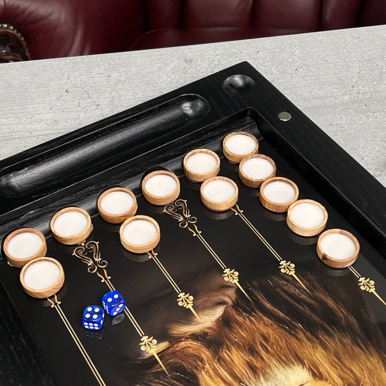 Luxury Glass Backgammon Board Carved Ash Wood Custom Design Milestone Gift Him