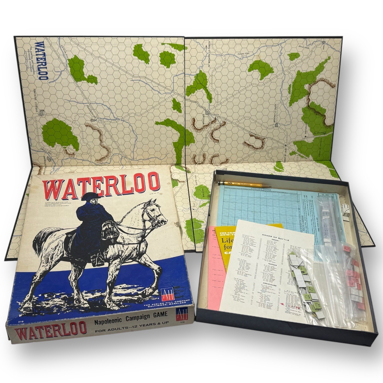 1960s Waterloo Napoleonic Campaign Game, Vintage Avalon Hill