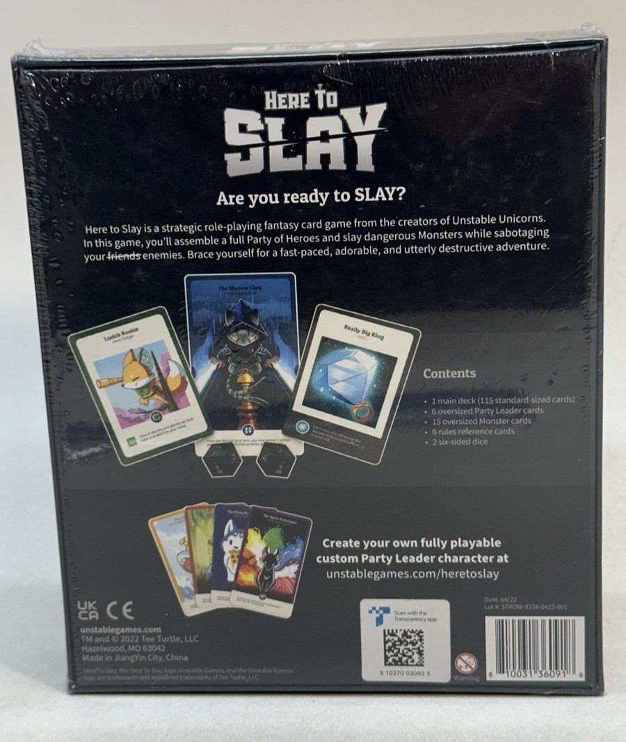 Unstable Games Here To Slay Base Game Adventure Dice Rolling Card Game Sealed