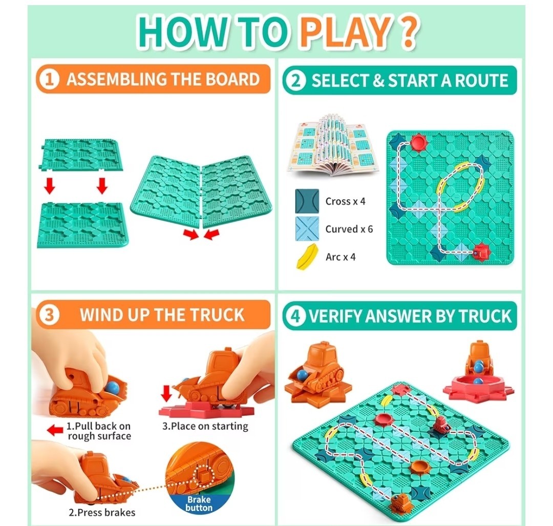 Logical Road Builder Games, STEM Family Board Game, Large Educational Smart