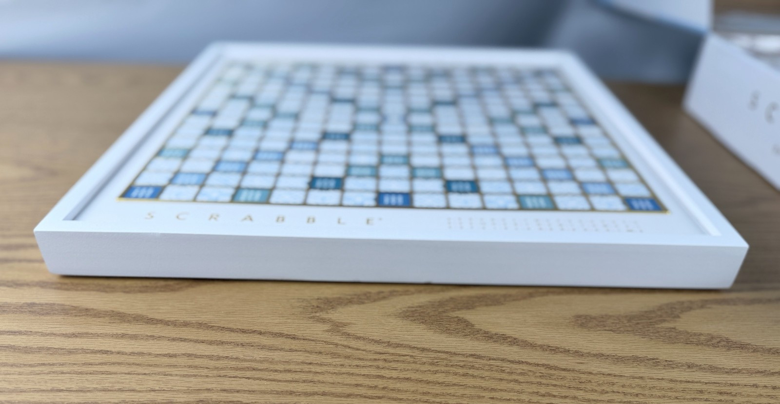 Scrabble Bianco Edition WS Game Rotating Wooden Game Board OPEN BOX