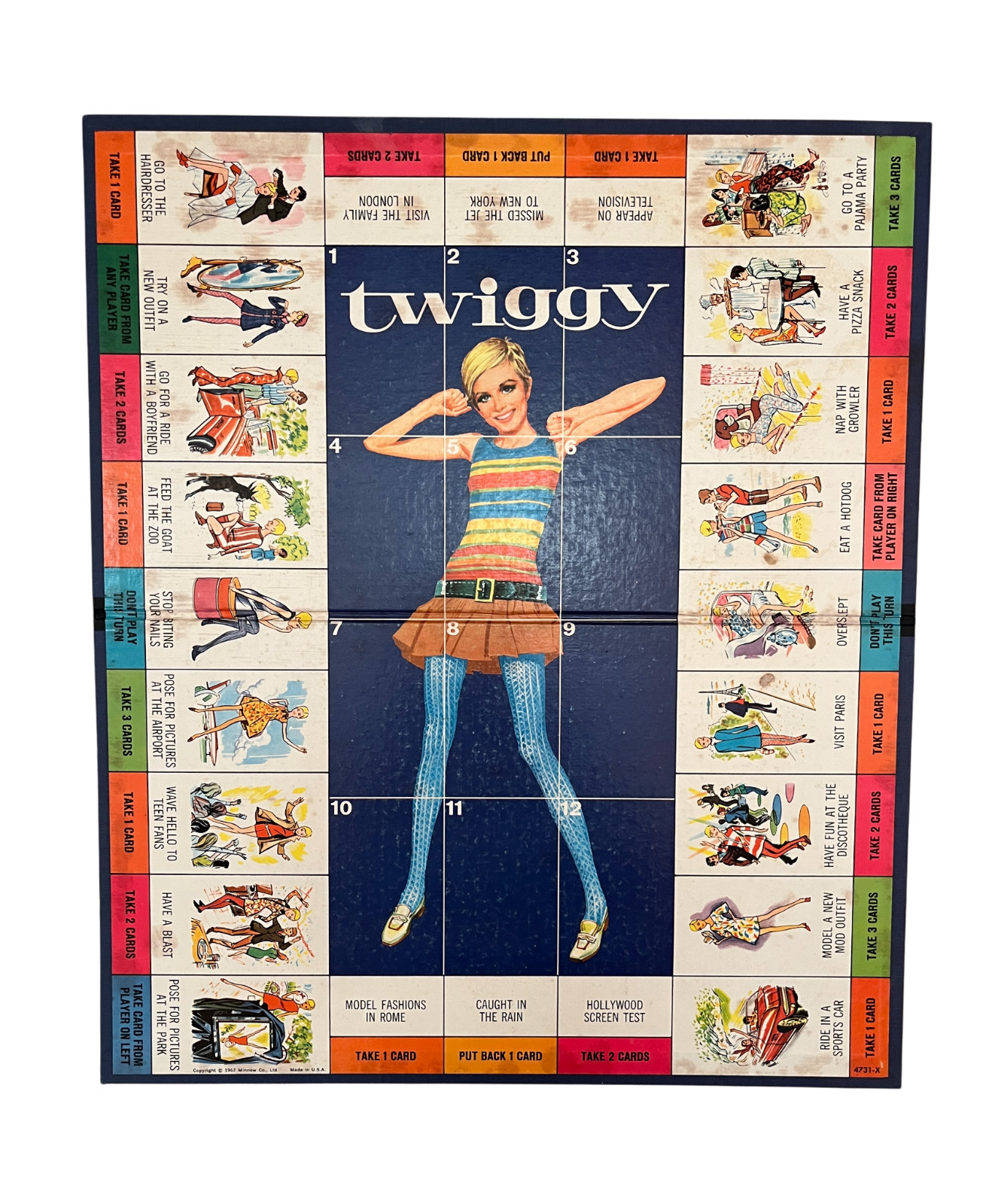 Twiggy Milton Bradley Board Game Vintage 1967- Missing 1 Game Piece and Die