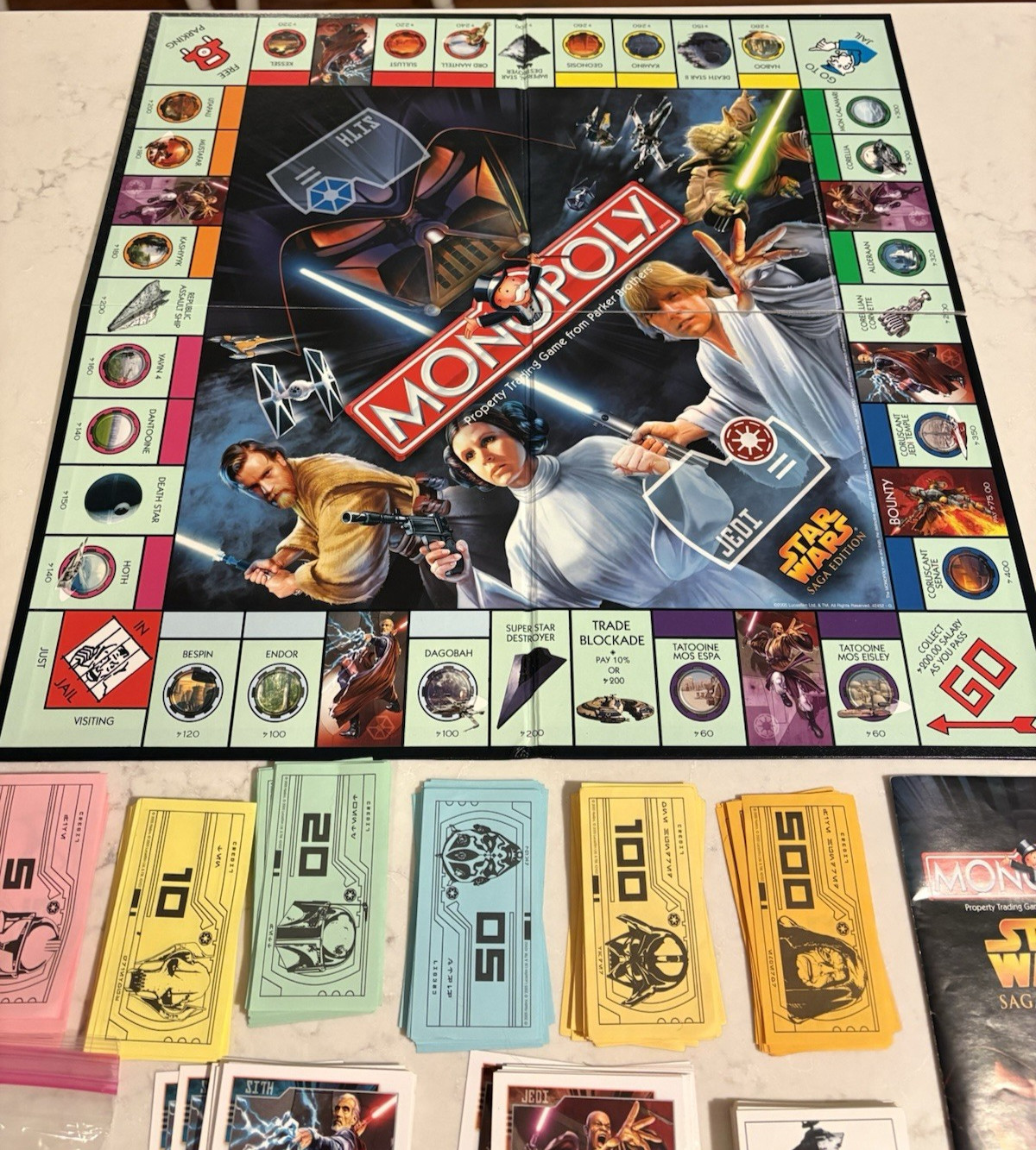 2005 Star Wars Monopoly Saga Edition in Great Condition 95% Complete