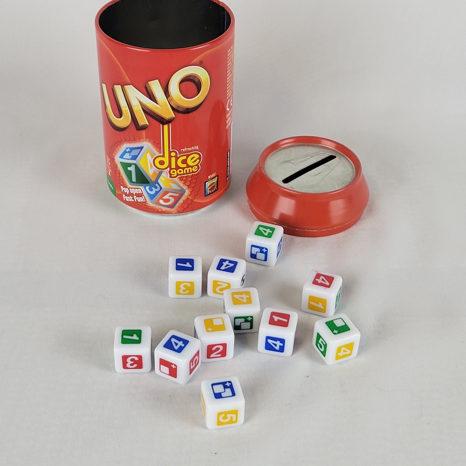 Uno Dice Game 2011 Red Can Pop Open Fast Fun NO Instructions Manual