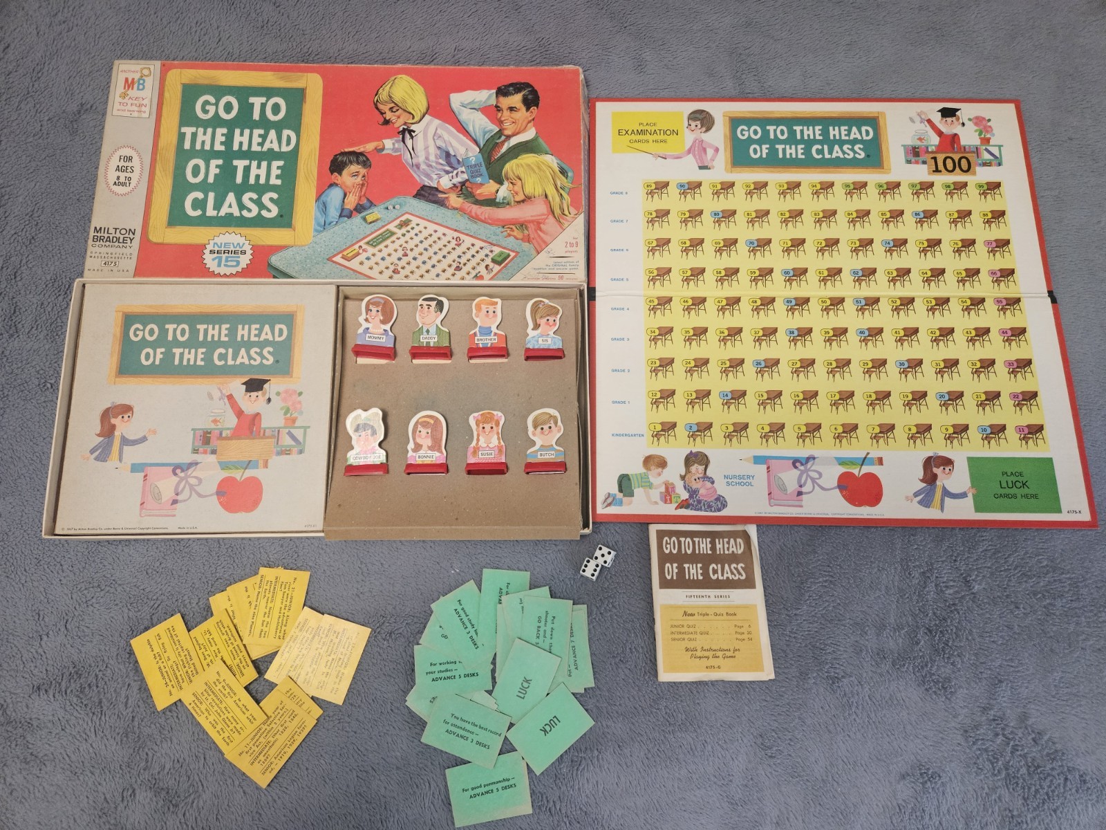 ~Vintage Rare 1967 Milton Bradley GO TO THE HEAD OF THE CLASS Game COMPLETE MB~