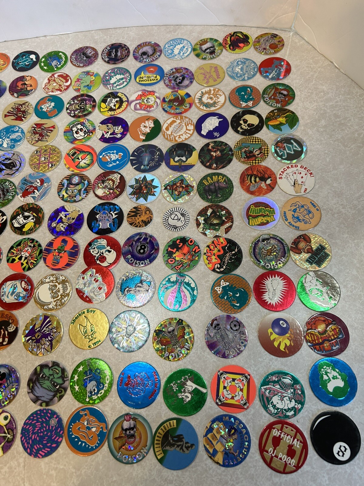 Pog Lot. 156 Pogs. Vintage 90s. 1 Slammer. 2 Plastic Containers