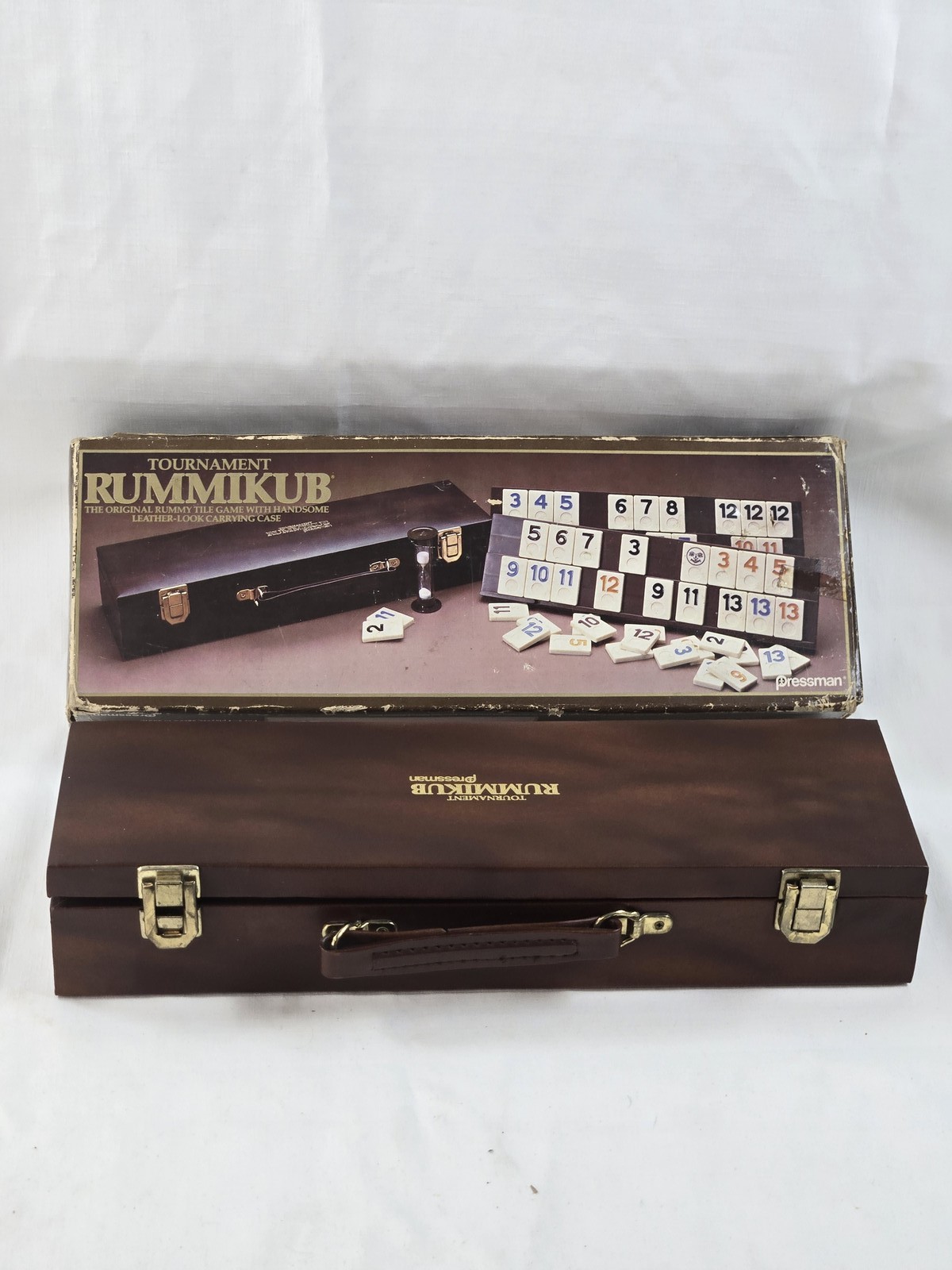 Vintage Tournament Rummikub Board Game Pressman Leather-Look Case Complete