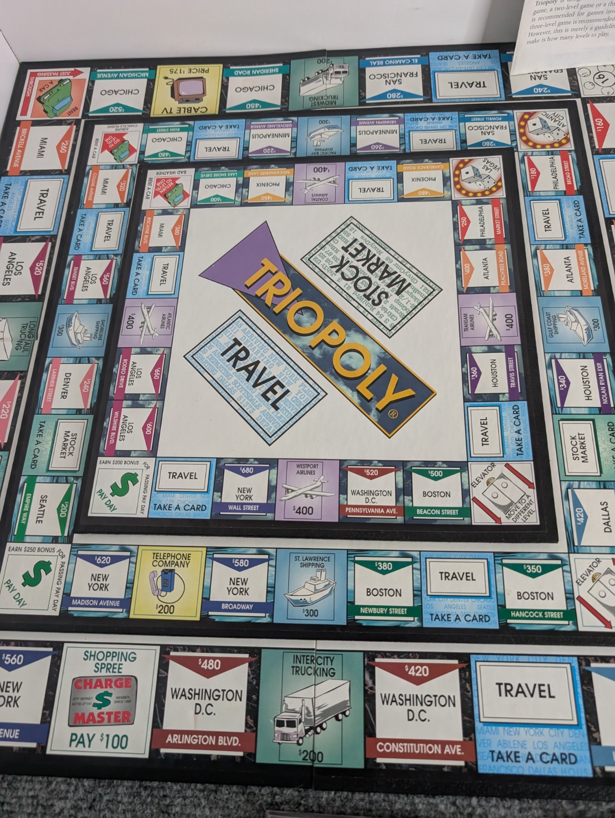 Triopoly Inaugural Edition Board Game (1997, Reveal) Complete 3 Level Monopoly