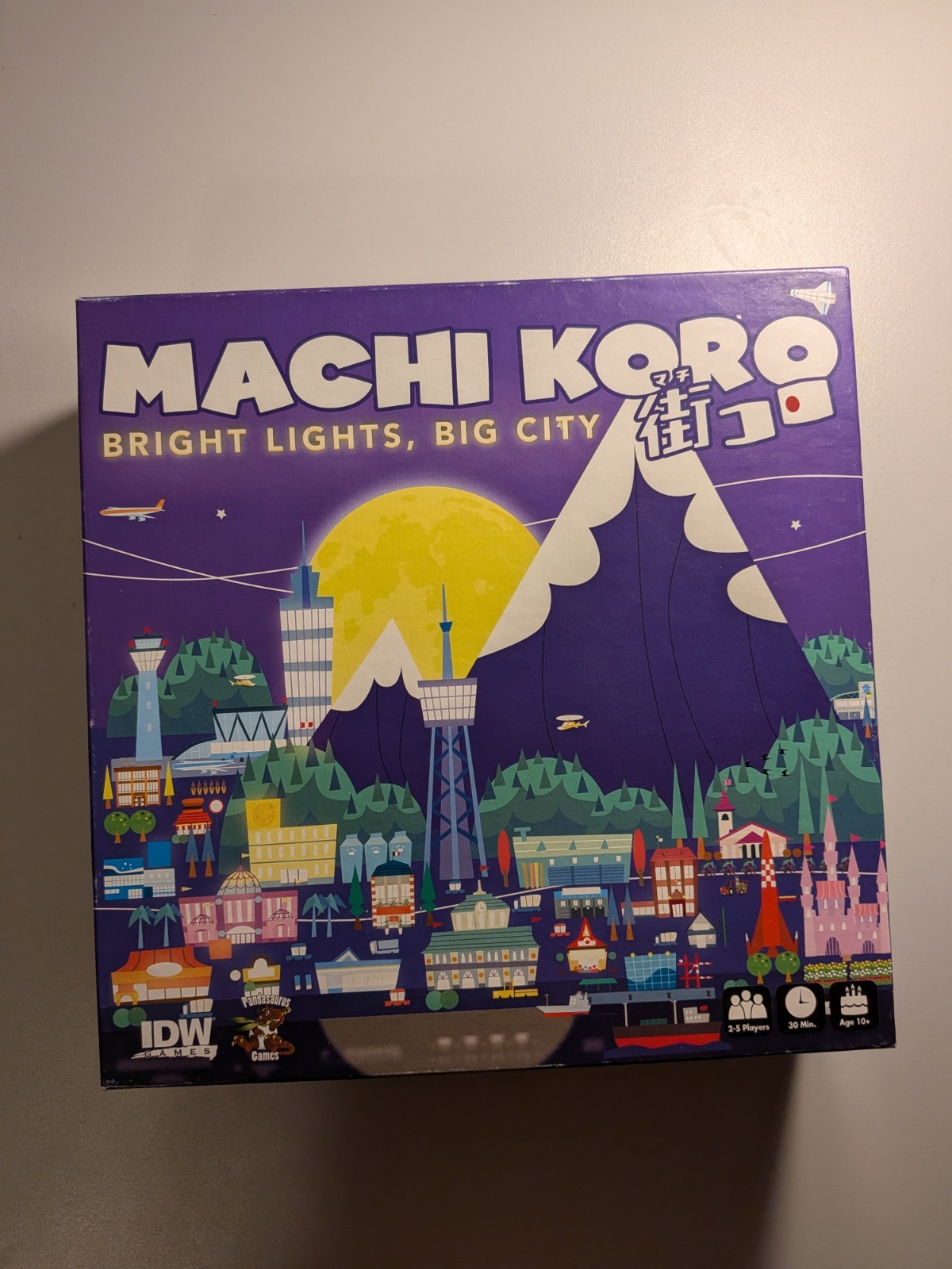 Machi Koro Bright Lights Big City Board Game Open Box