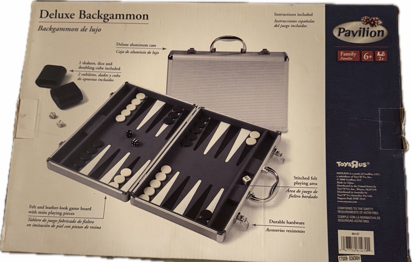 Pavilion Toys ‘R Us Backgammon In Silver Case Black White Red