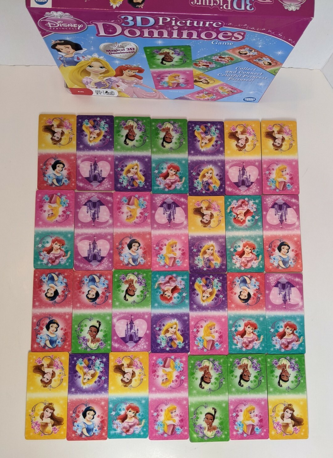 Rare Disney Princess 3D Picture Dominoes Domino Game Wonder Forge – Complete!