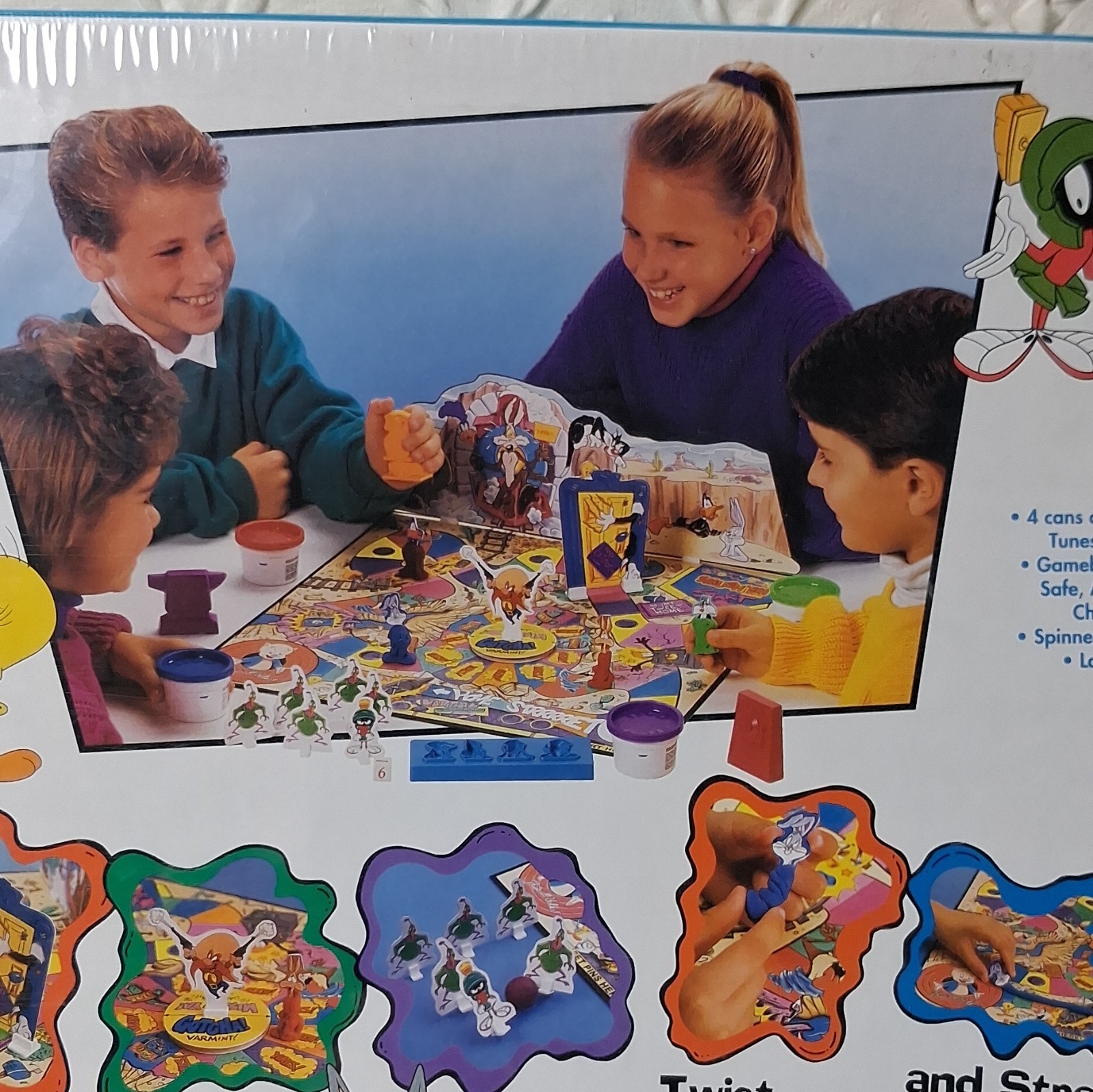Tyco Games Looney Tunes Smush ‘Em Board Game w/ 4 Dough Cans 1994 MPN 7071