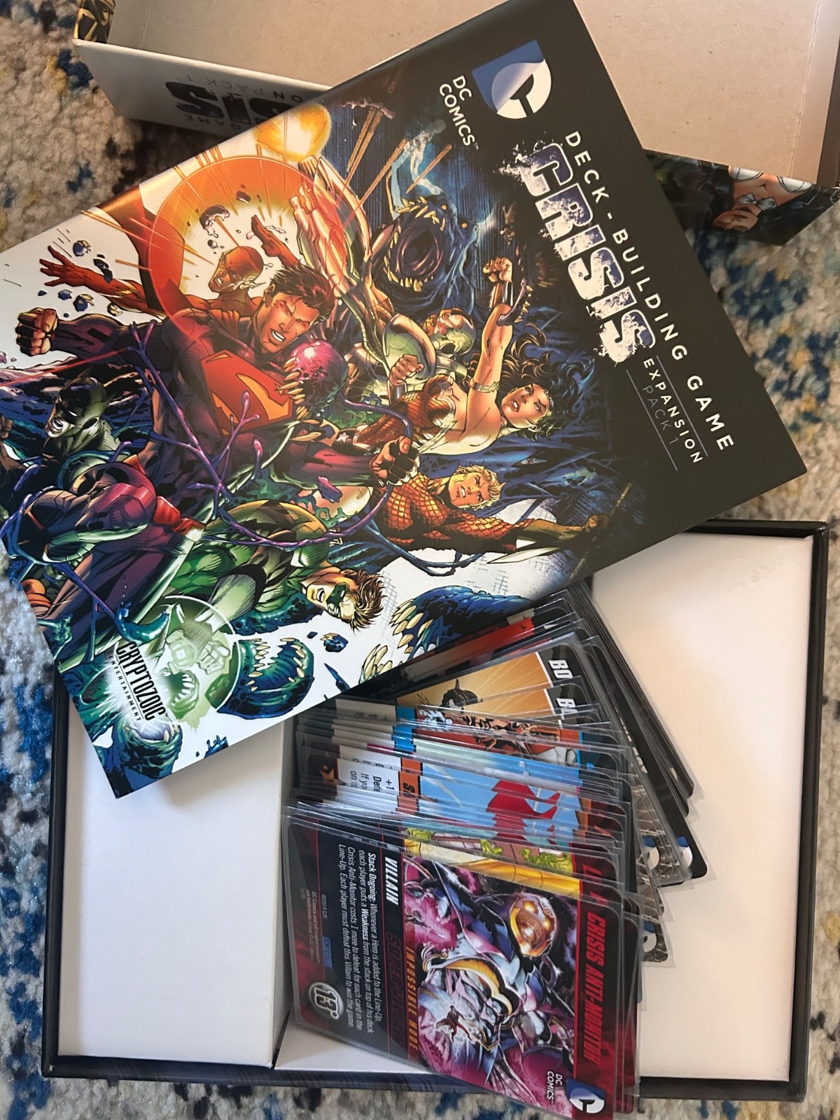 DC Comics Crisis deck building game three expansions card game