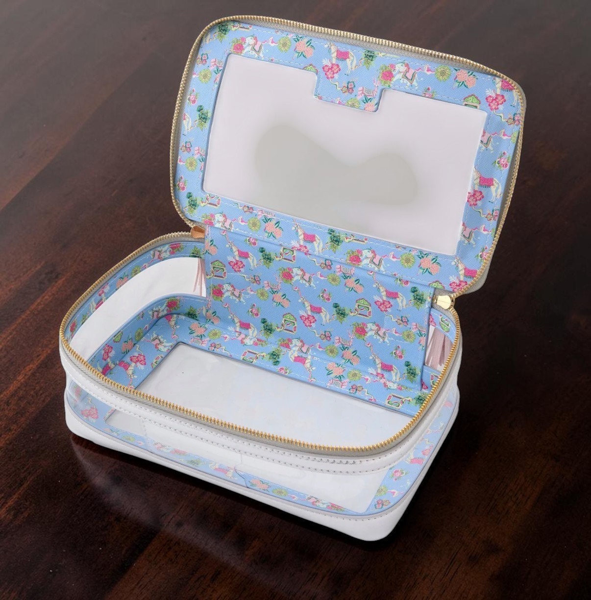 Oh My Mahjong Mahjong Tile Storage Case Organizer Bag White Silver Elephant NEW
