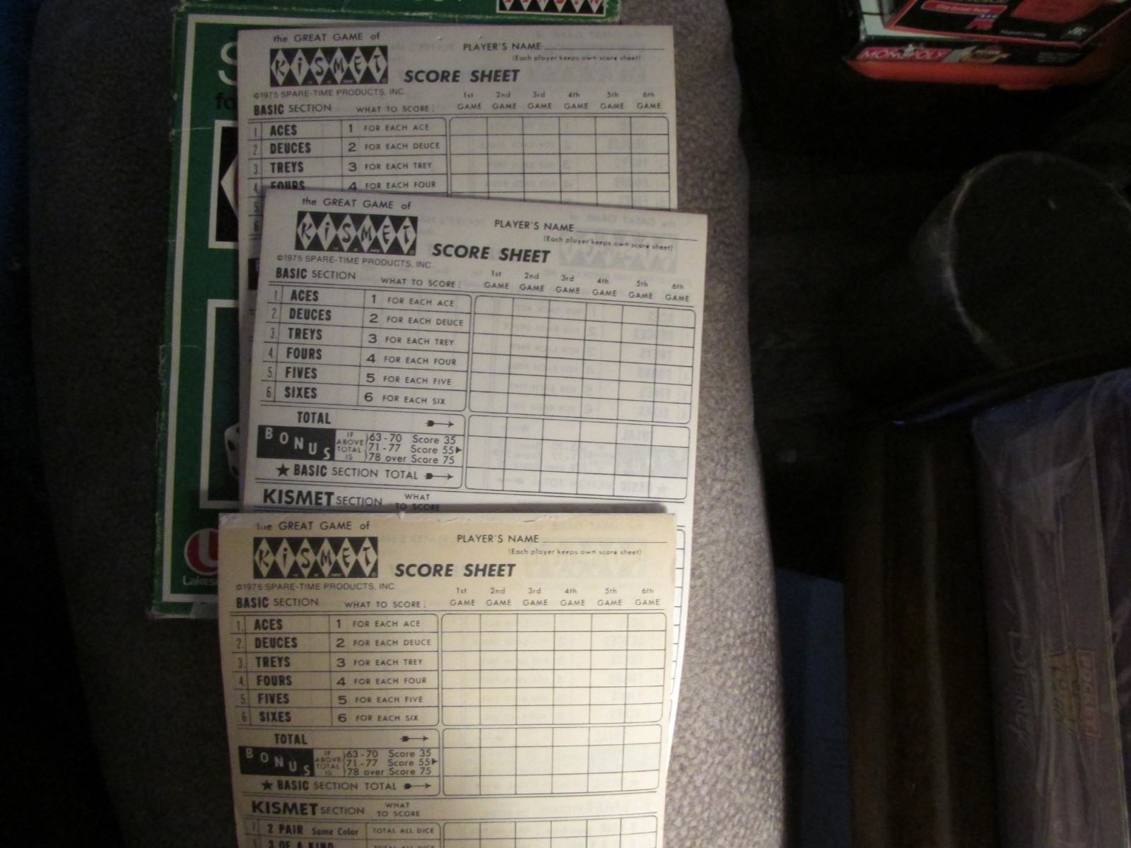 1965 Kismet Score Sheets Pads Lot Of 4 – 65 sheets