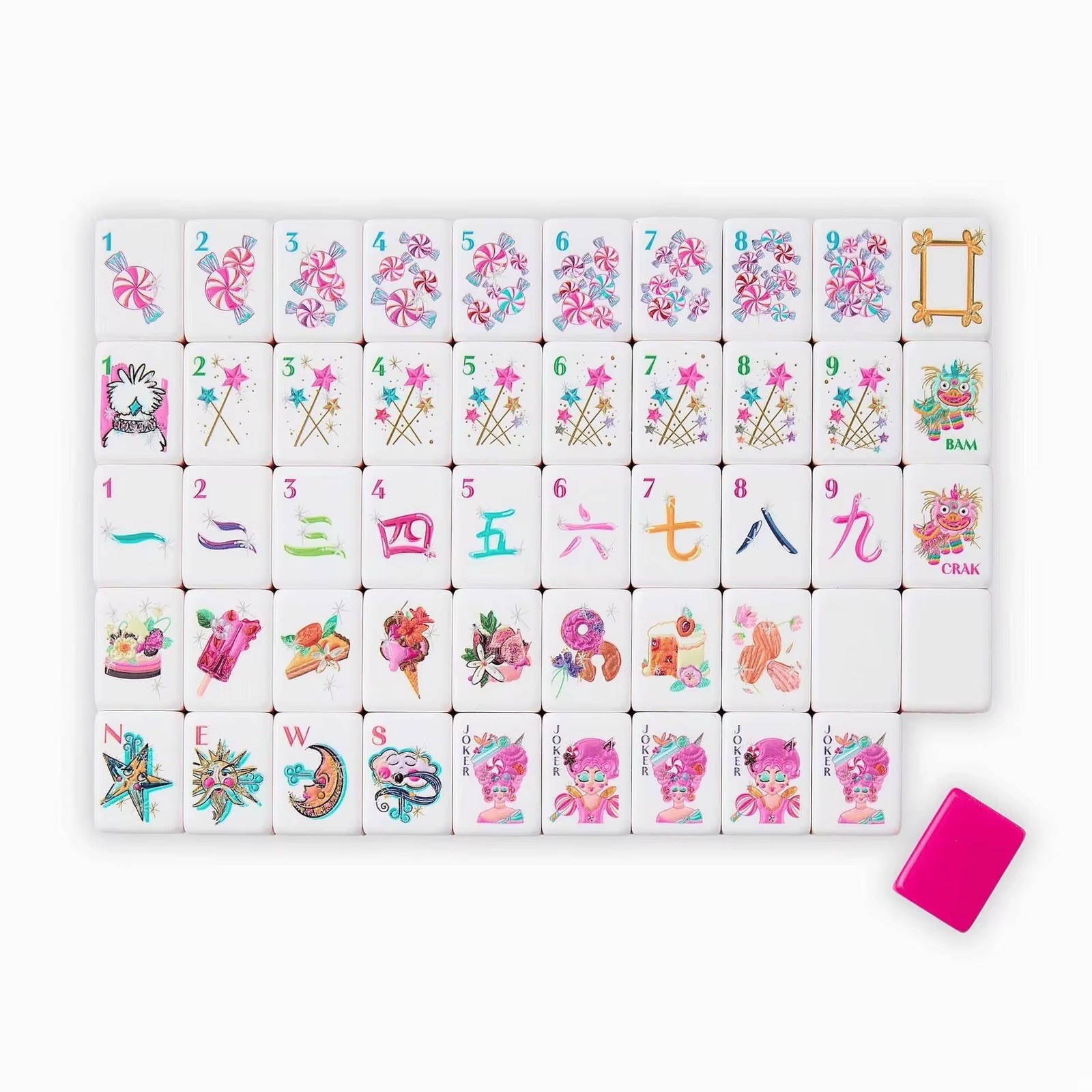 Engraved American Mahjong Tiles set . Glitter themed acrylic engraved
