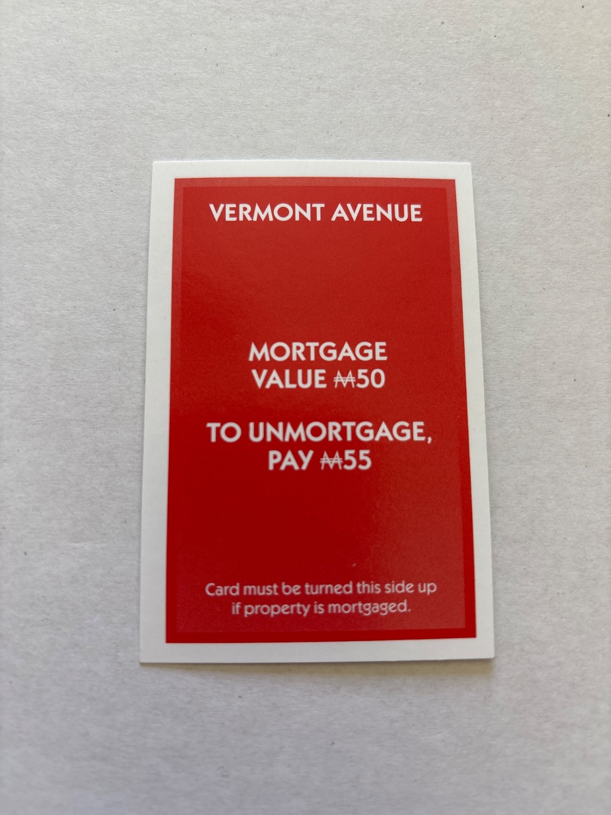 2018 Monopoly Vermont Ave Light Blue Title Deed Card Game Piece Part