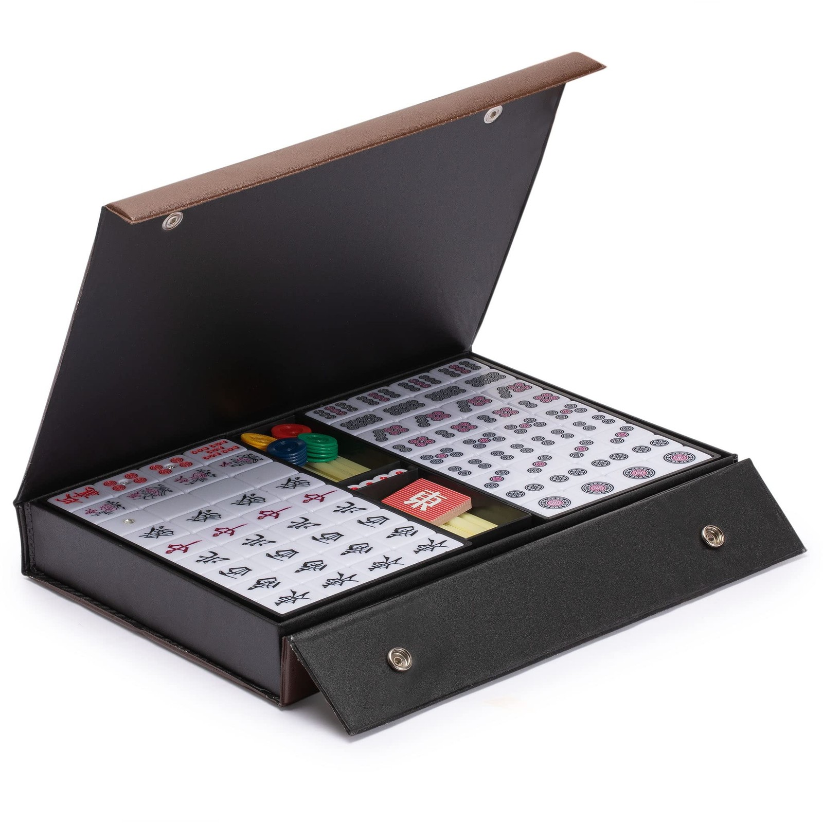 Yellow Mountain Imports Japanese Riichi Mahjong Set – Large White and Green T…