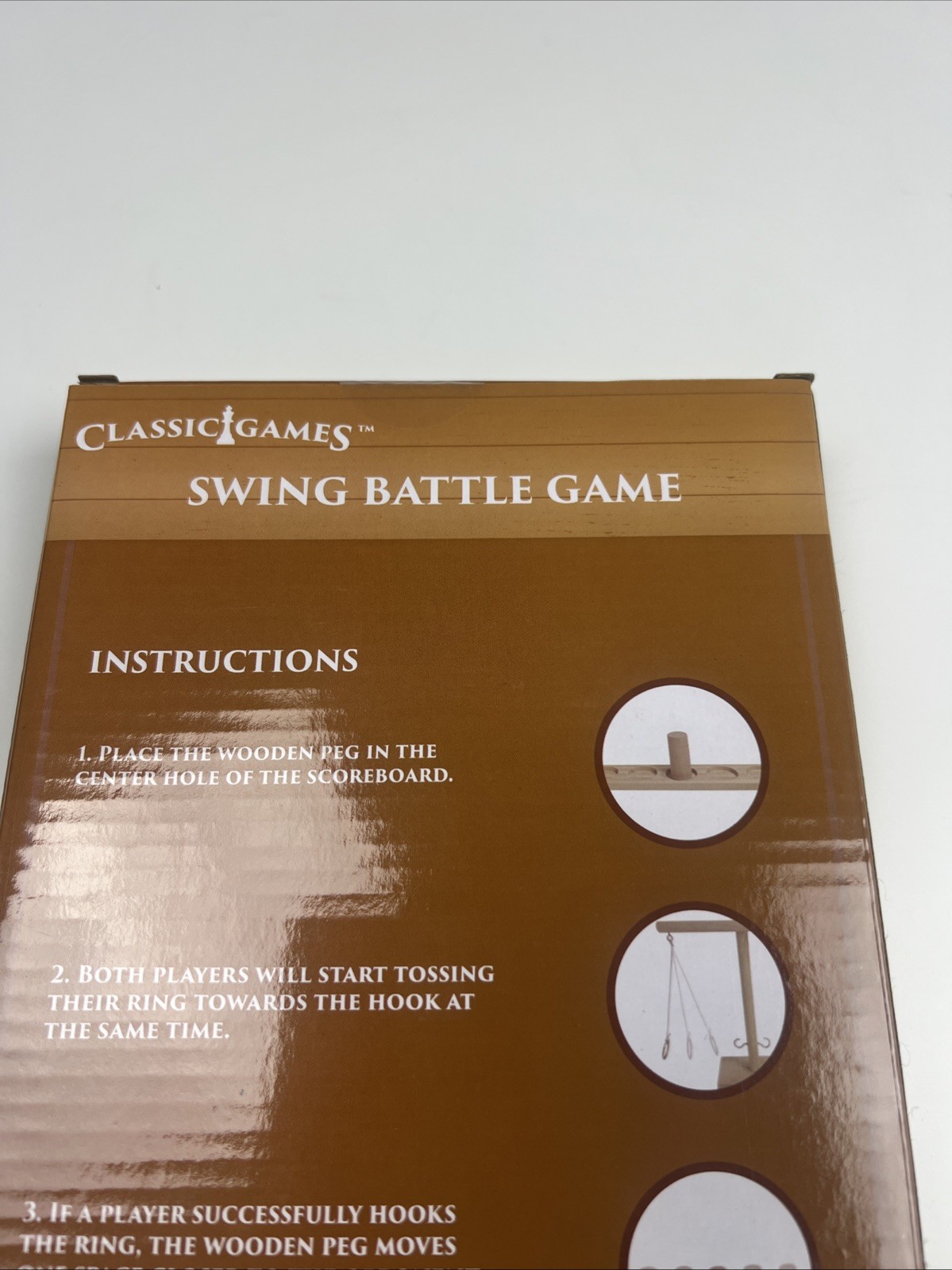 Classic Swing Battle Ring Toss Game 5pc Wooden Hook & Ring Outdoor/Indoor 2 Play