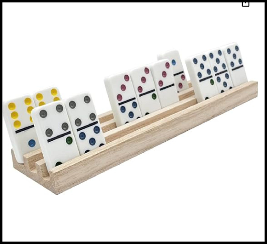 Domino Racks for Mexican Train Dominoes – Wooden Domino Holders Set of 4