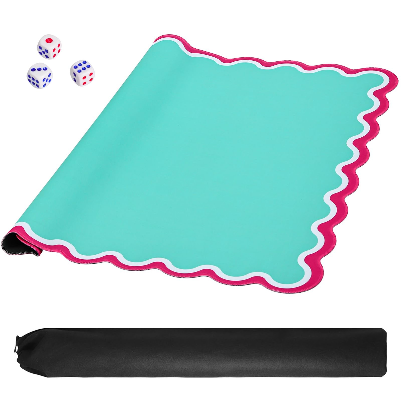 Green Mahjong Mat (31.5” x 31.5”) with Black Carrying Bag, Anti-Slip, Noise-R…