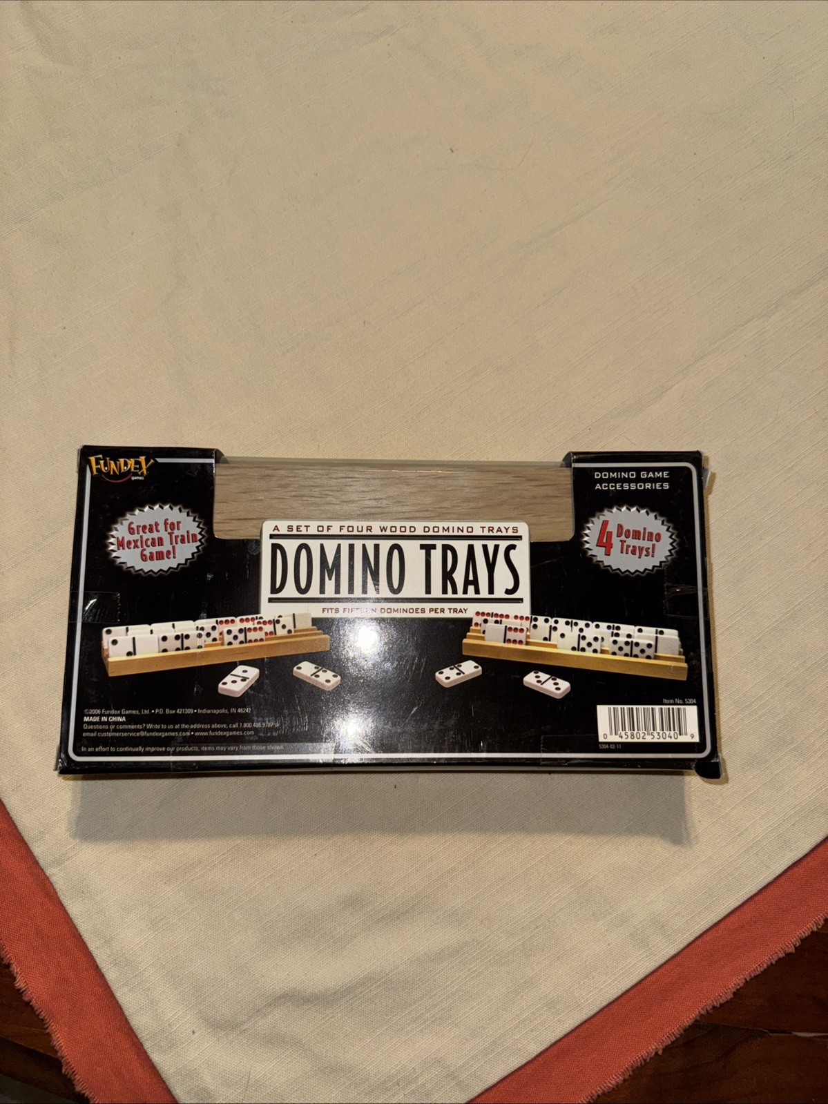 Fundex Domino Trays Set of 4 Solid Wood Game Accessory (BRAND NEW SEALED)