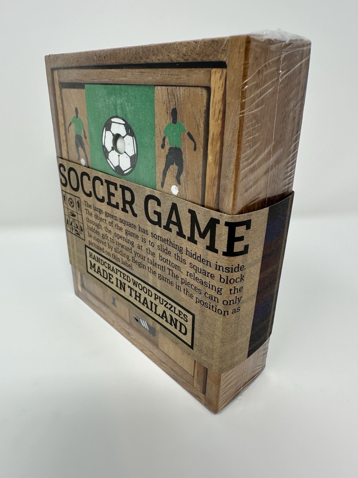 Wooden Soccer Puzzle Game New Sealed Sliding Brain Teaser Thailand Handcrafted