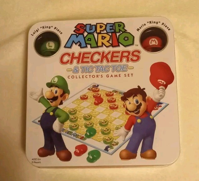 Super Mario Bros Checkers & Tic Tac Toe Collector’s Board Game Brand New Sealed