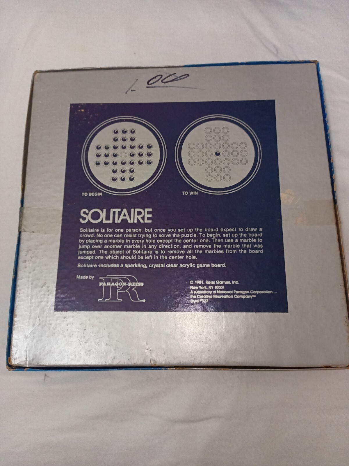 1981 Solitaire Game By Reiss Game Inc #327 Missing 2 Marbles