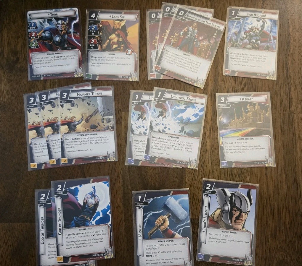 Marvel Champions Thor Hero Pack Expansion, Used. INCOMPLETE SET, MISSING CARD