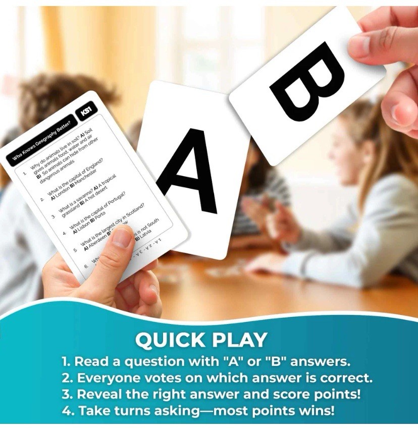 500+ Questions Who Knows Geography Better Card Game Ages 5+ Players 2+