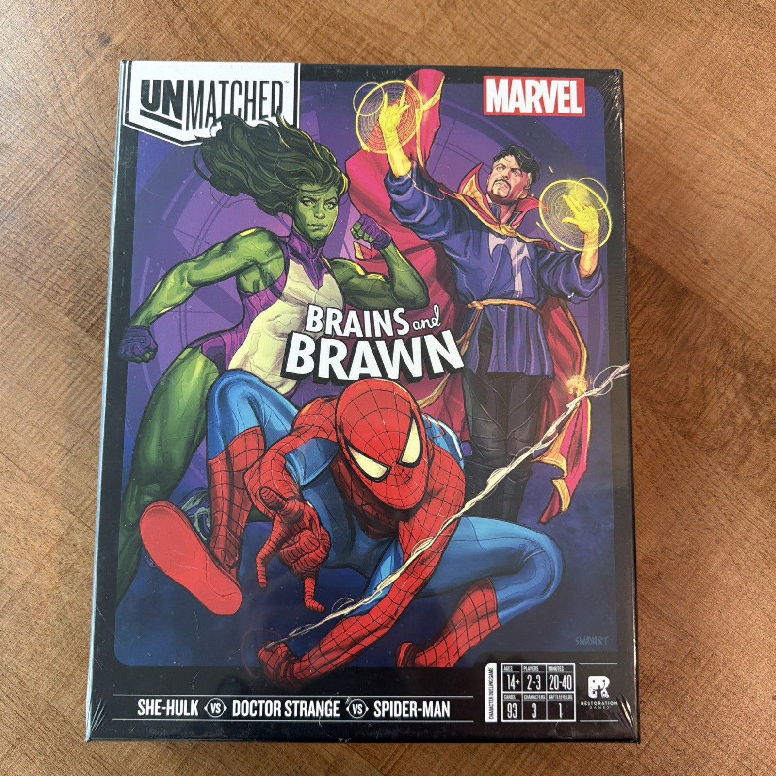 Unmatched Brains And Brawn Board Game Marvel She-Hulk Doctor Strange Spiderman