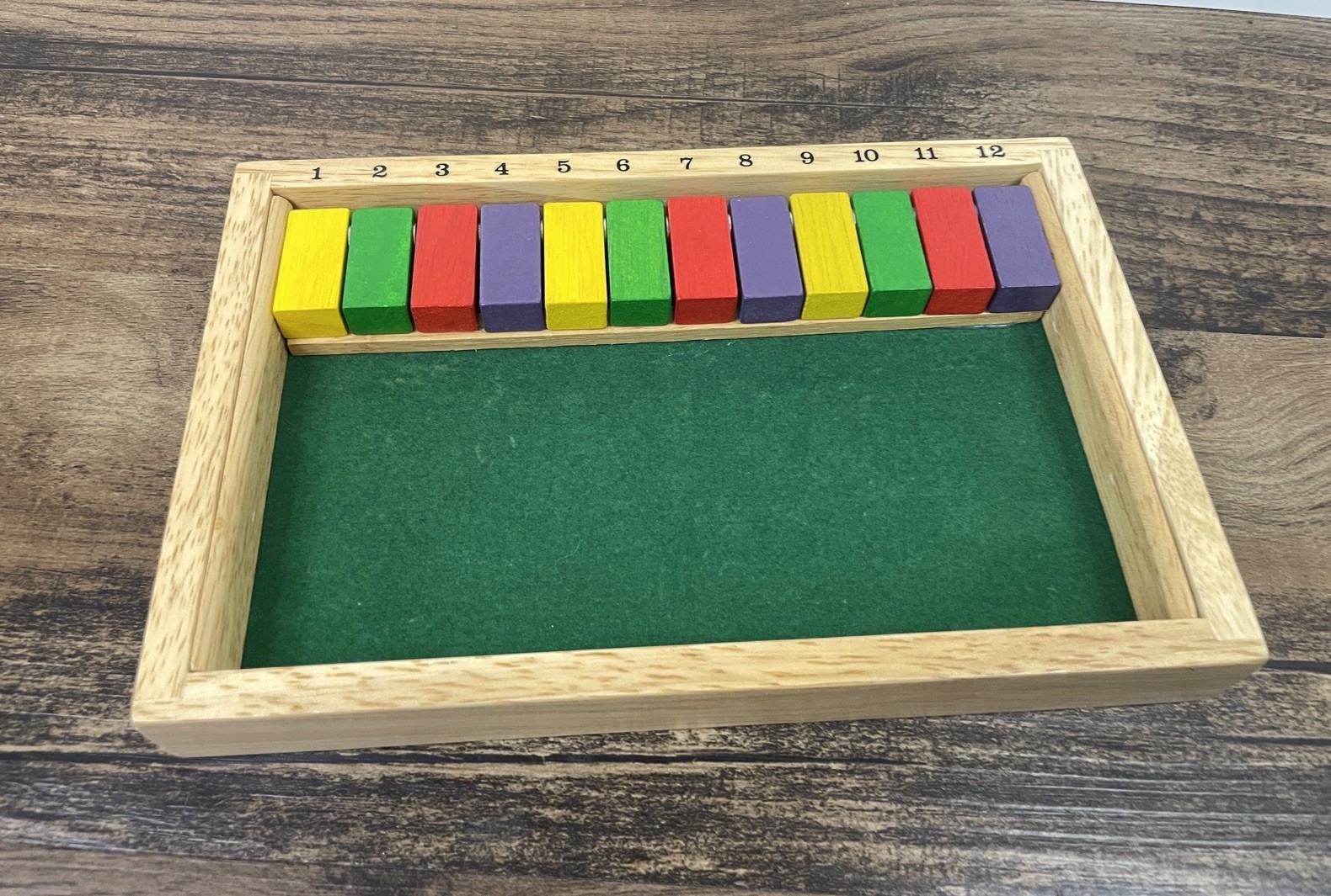 Shut The Box Dice Game Wooden Game Board Cover 12 Made In Thailand