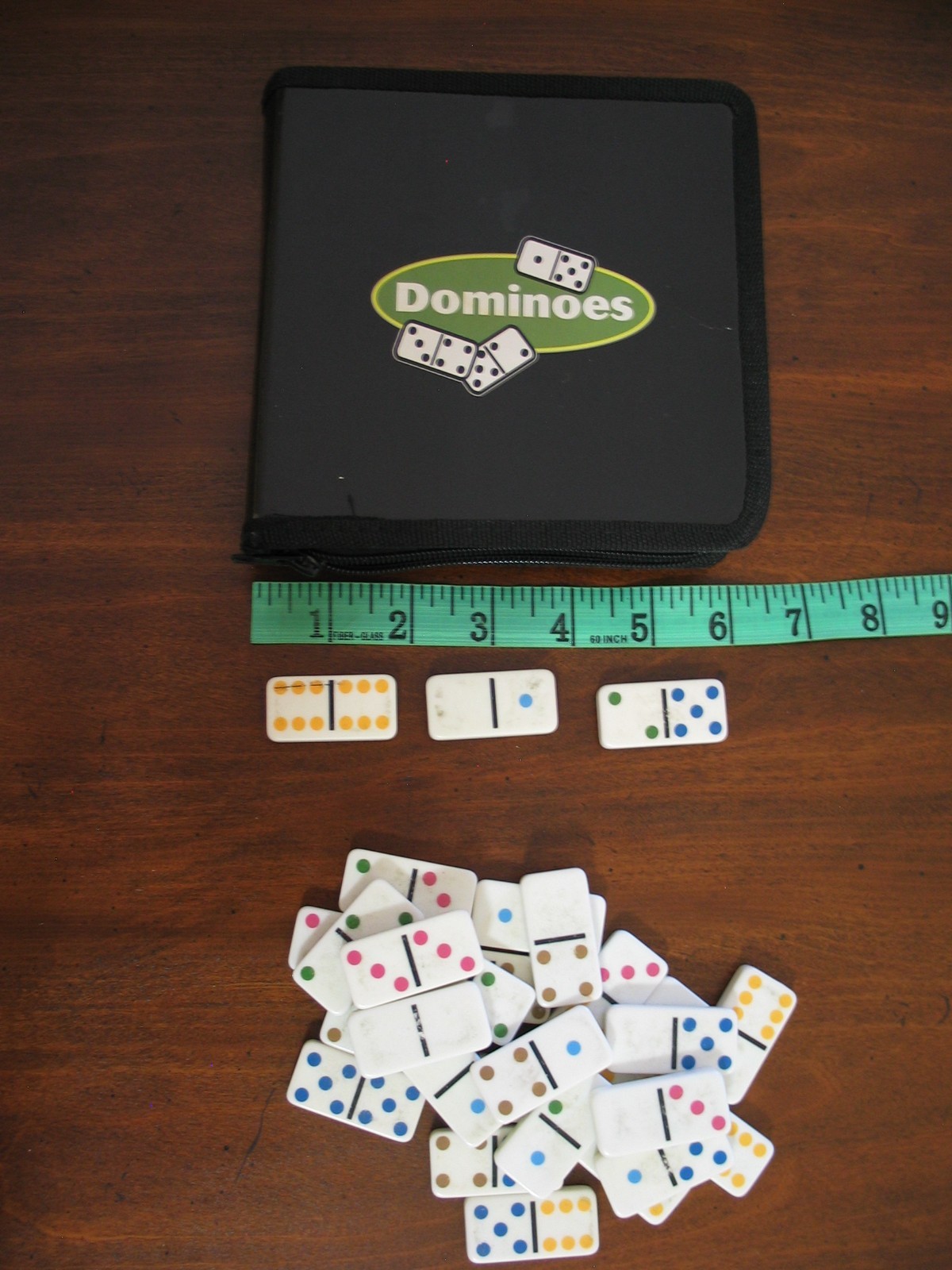 COMPLETE Dominoes 28 tiles in zippered storage case bag travel game toy