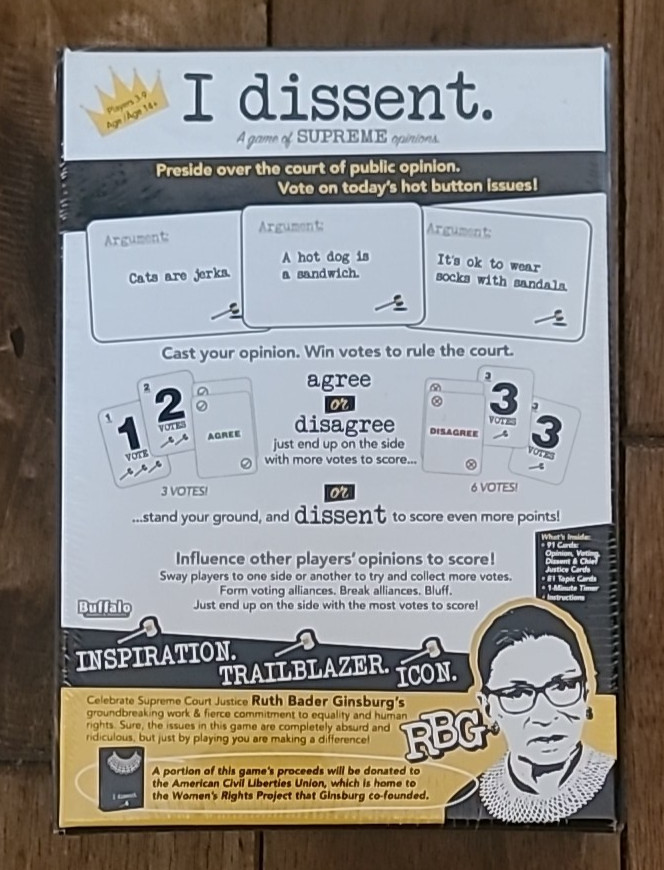 I DISSENT, A Game of SUPREME Opinions by Buffalo Games Agree/Disagree Vote Court