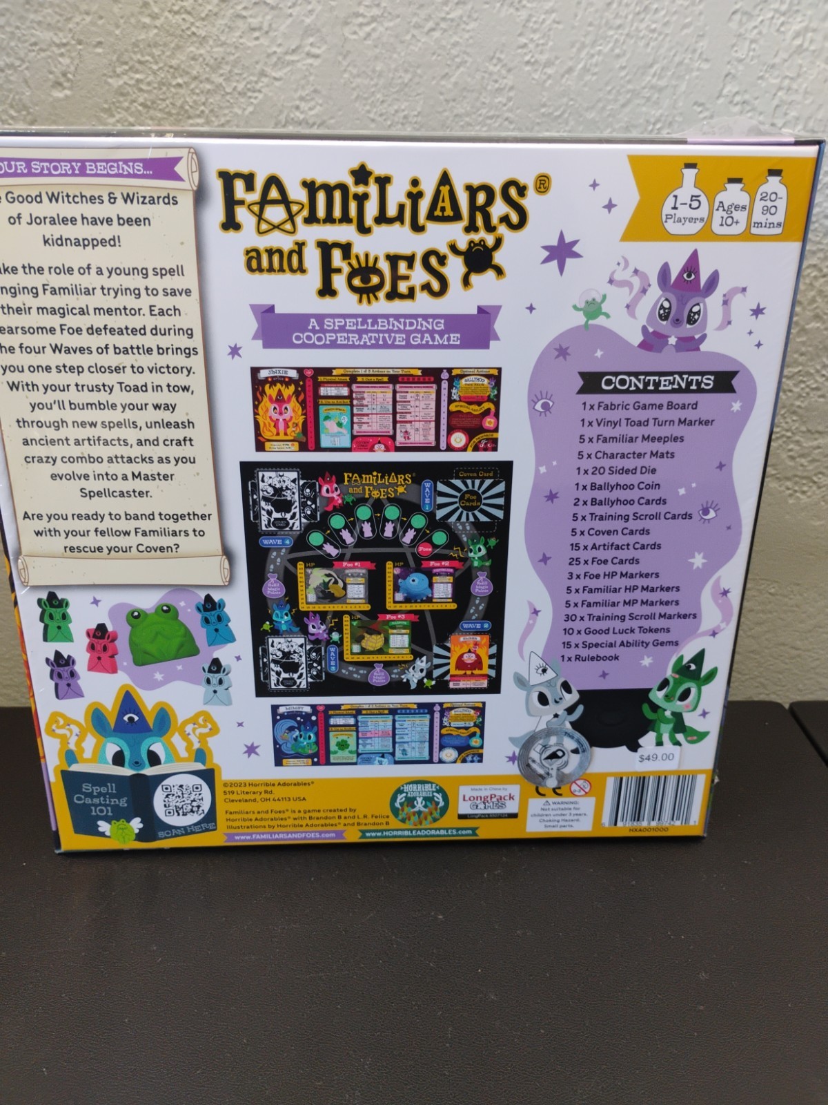 Familiars and Foes Cooperative Board Game By Horrible Adorables New Sealed
