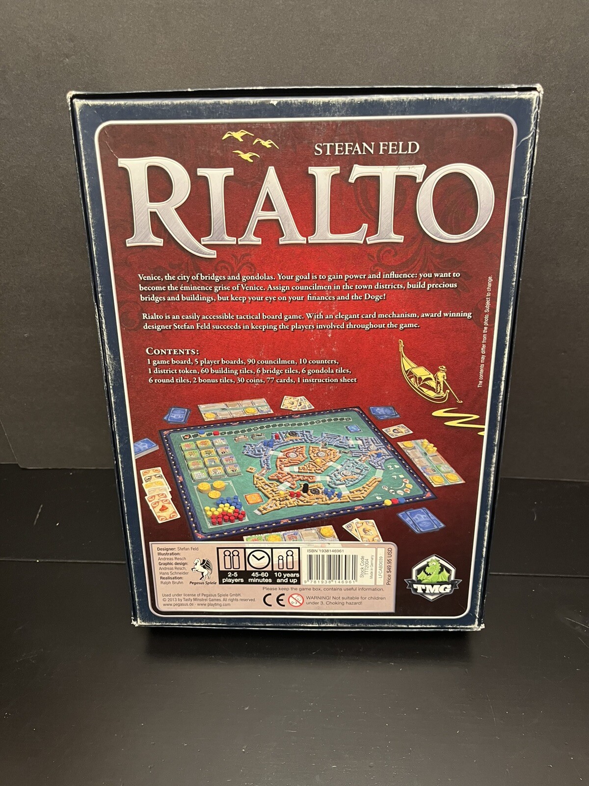 Rialto Stefan Feld Board Game 2013 100% Complete Venice Tactical City TMG