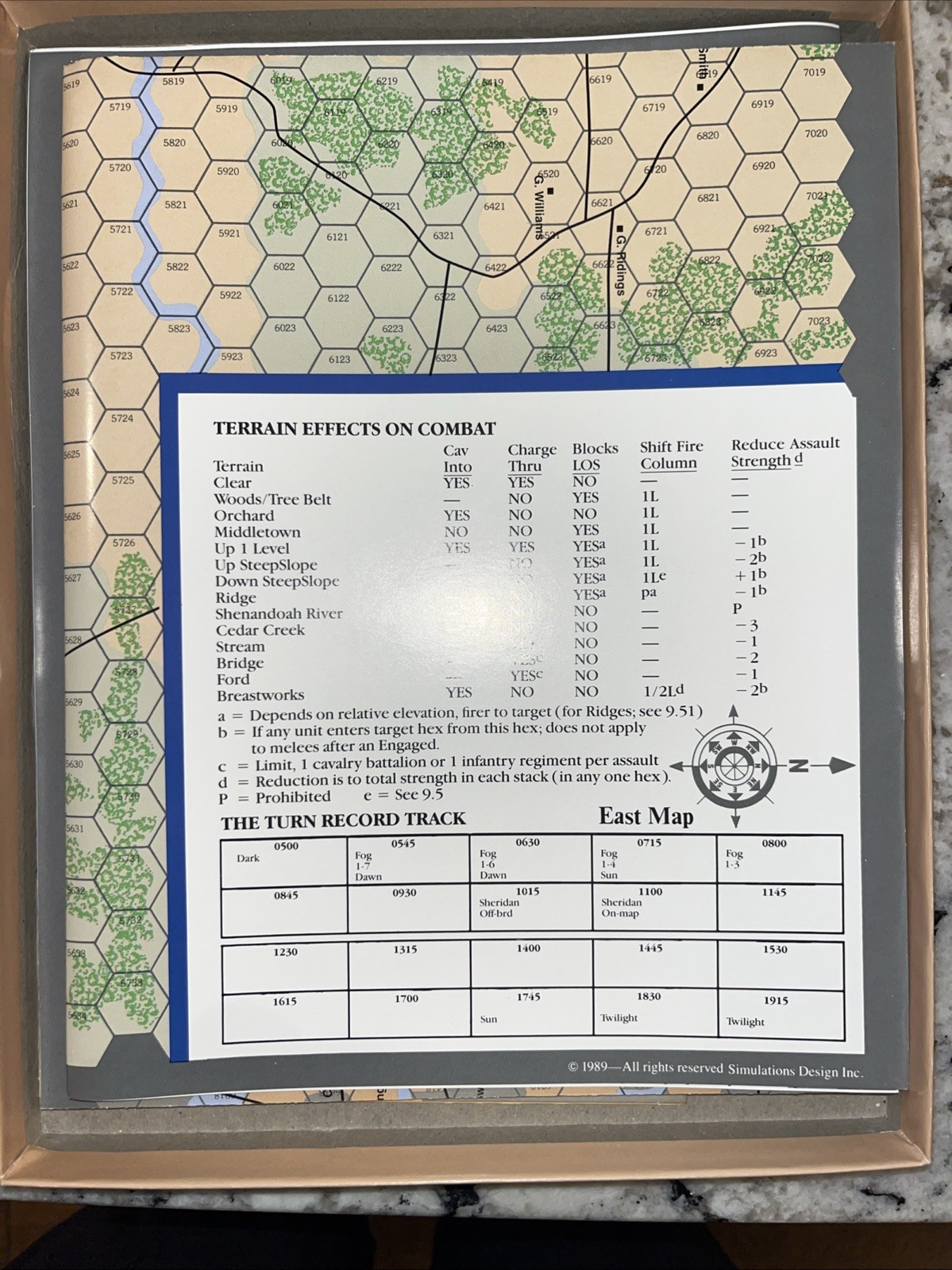 Simulation Design Wargame Guns of Cedar Creek Box VG+excellent!! Counters unused