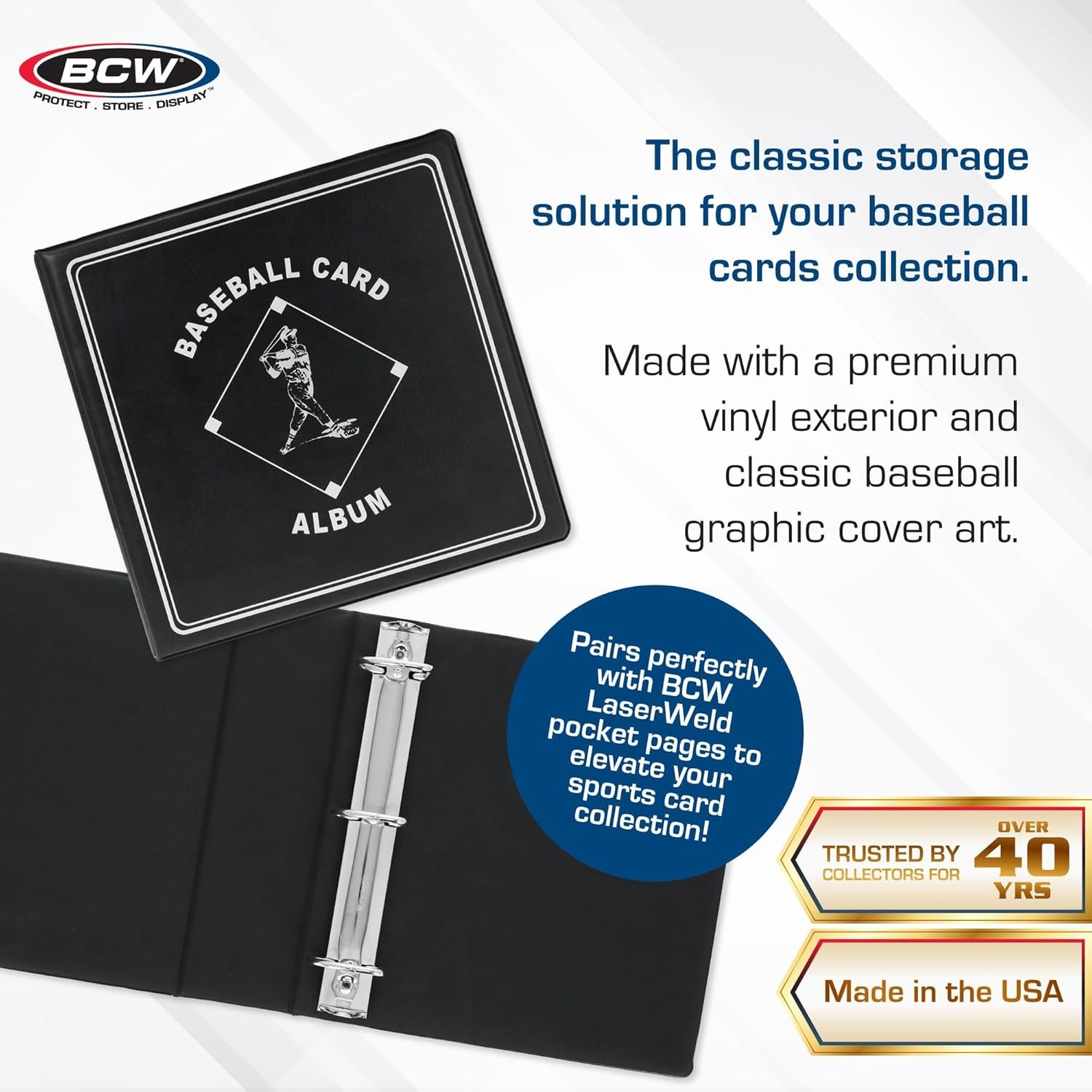 BCW Supplies 3″ Baseball Album – Black | Premium Durable Binder Single,