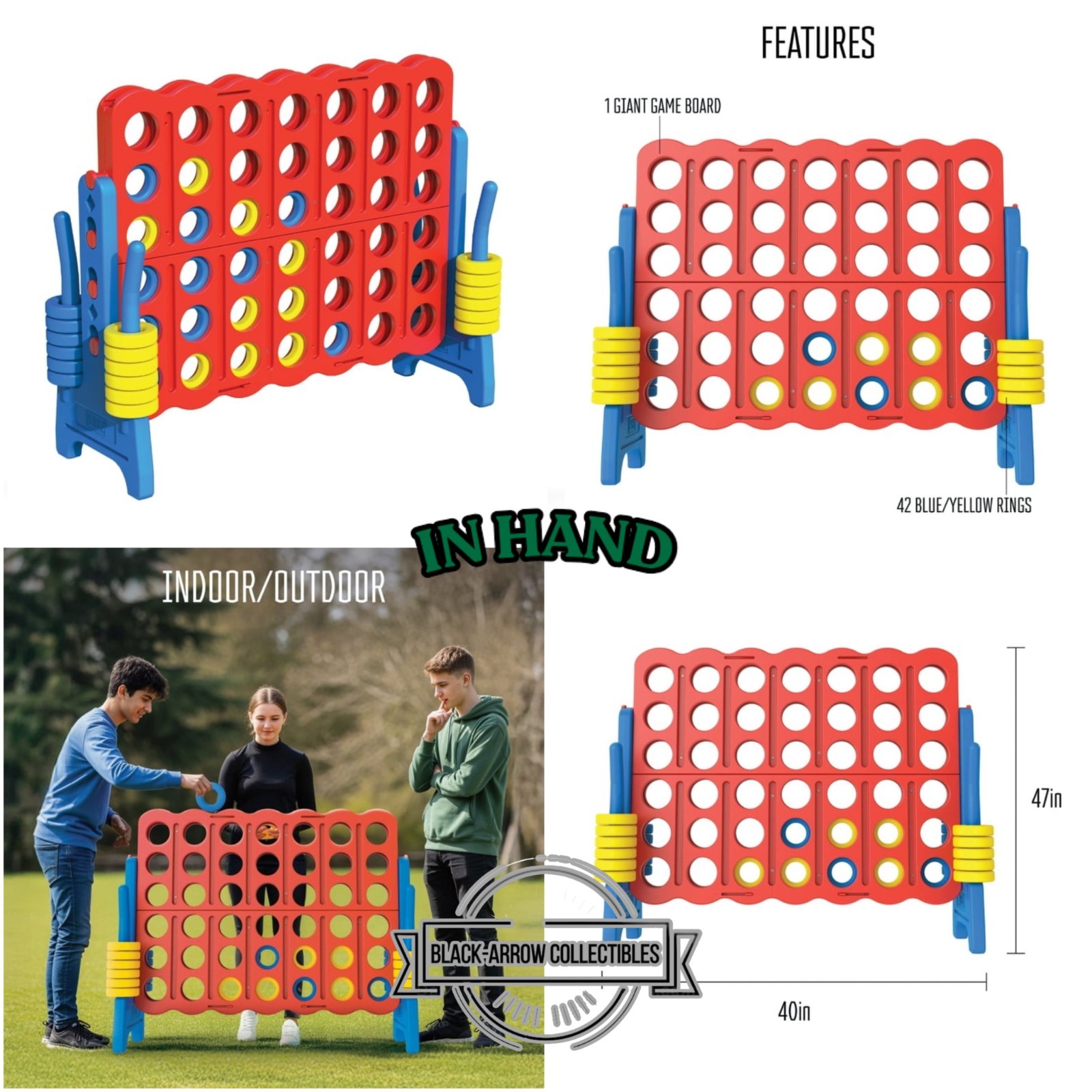RealPlay Jumbo 4-in-a-Row Connect Game – 4ft Giant Indoor & Outdoor Yard Game