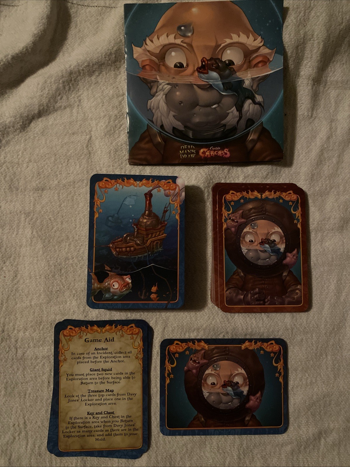 Captain Carcass Game. Tin Box . Mayday Games Dead Man’s Draw. Complete