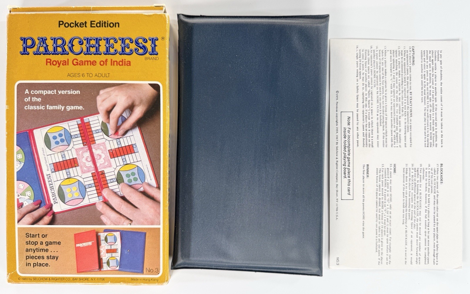 1980 Pocket Edition Parcheesi Royal Game Of India Complete w/ Box & Instructions